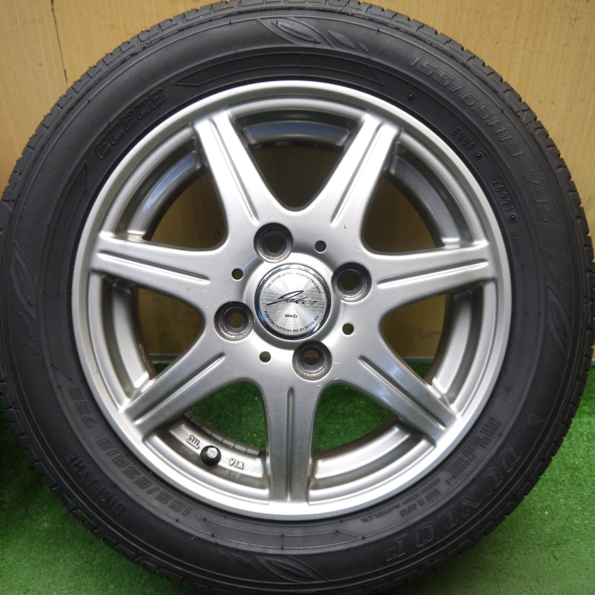 バリ溝！9.5分以上◎155/65R13 ダンロップ EC202 JOKER ジョーカー 13インチ PCD100/4H◎6092904Hノ