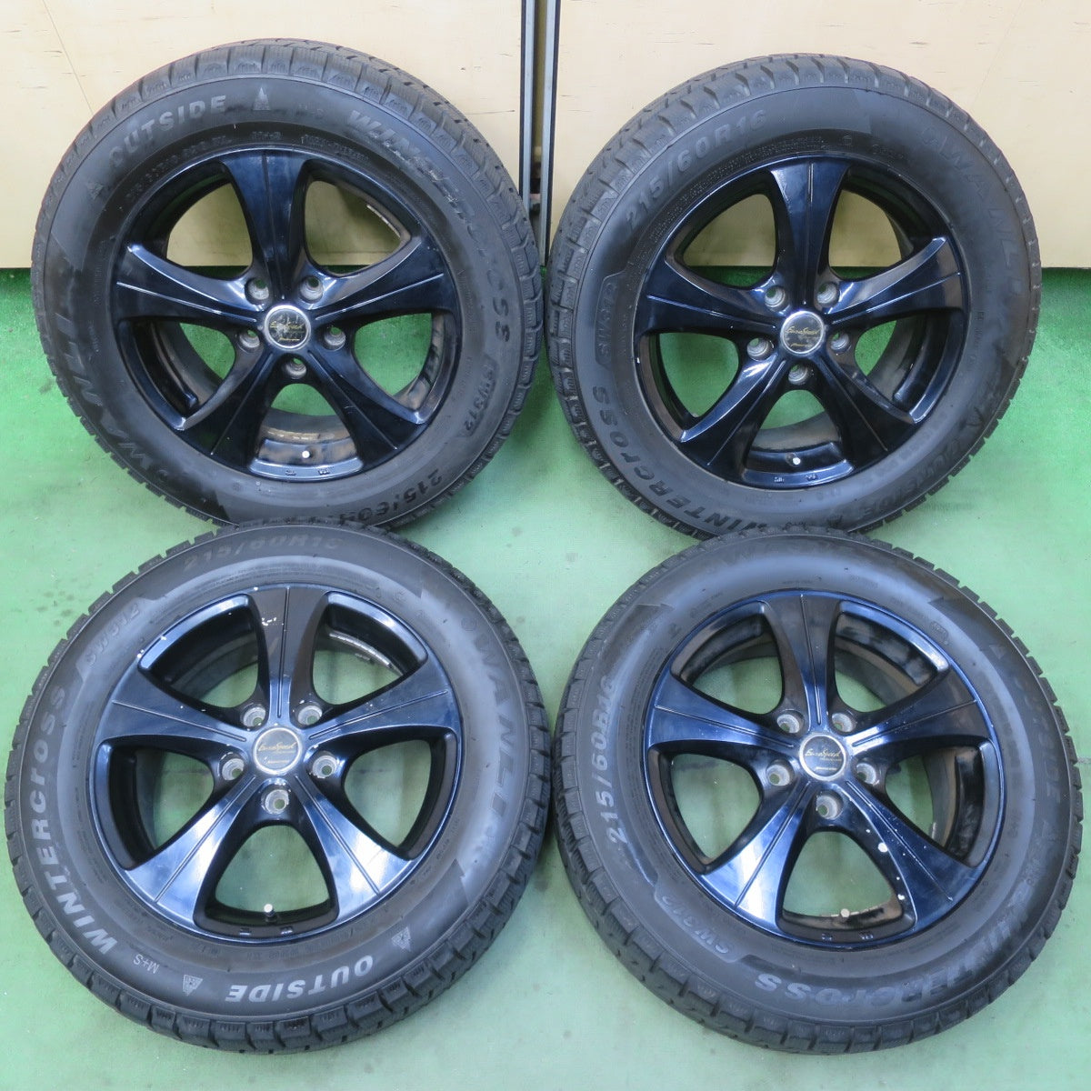 バリ溝！9分★スタッドレス 215/60R16 ワンリ WINTERCross SW312 EuroSpeed MANARAY SPORT ユーロスピード 16インチ PCD114.3/5H★6022307イス