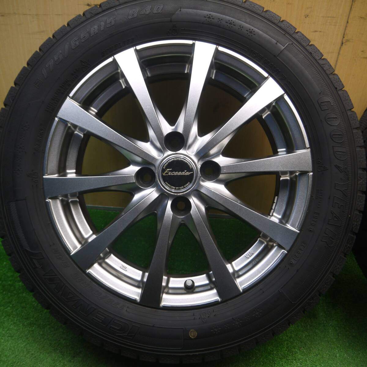 バリ溝！21年！キレイ！9分★スタッドレス 175/65R15 グッドイヤー アイスナビ7 Exceeder エクシーダー 15インチ PCD100/4H★5012009Hス