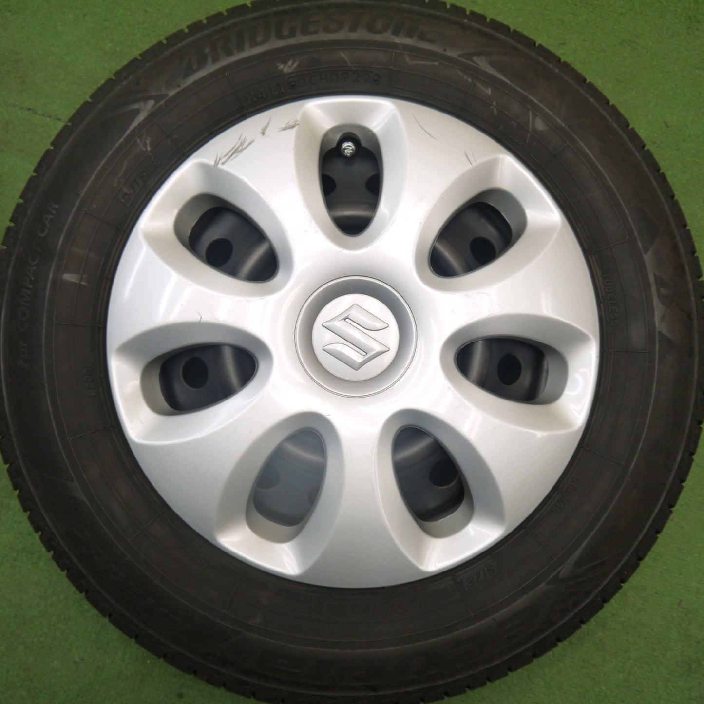 バリ溝！22年！9分★スズキ アルト 純正 スチール 145/80R13 ブリヂストン エコピア NH200C 13インチ PCD100/4H★6040702Hノ