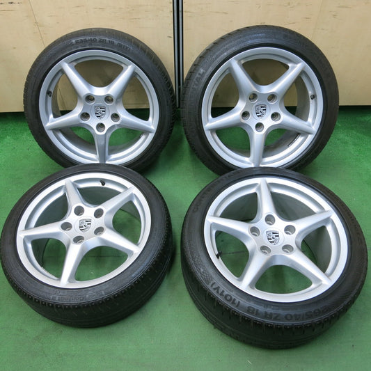 [送料無料] バリ溝！キレイ！8.5分★ポルシェ 997 911 カレラ 純正 235/40R18 265/40R18 コンチネンタル スポーツコンタクト2 PCD130/5H★4100205SYノ