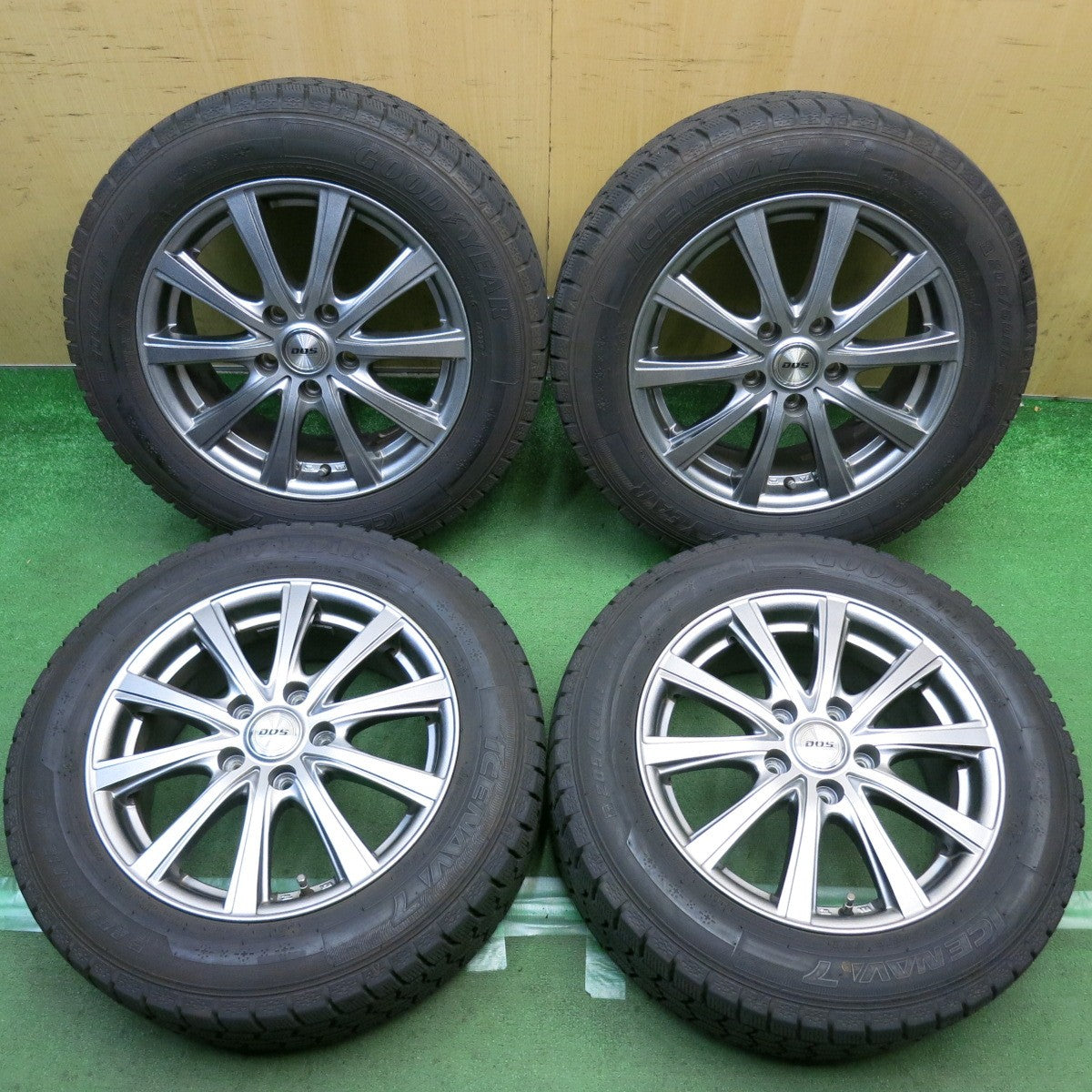 バリ溝！22年！キレイ！9.5分◎スタッドレス 205/60R16 グッドイヤー アイスナビ7 D.O.S. DOS 社外 アルミ 16インチ PCD114.3/5H◎6091206HAス