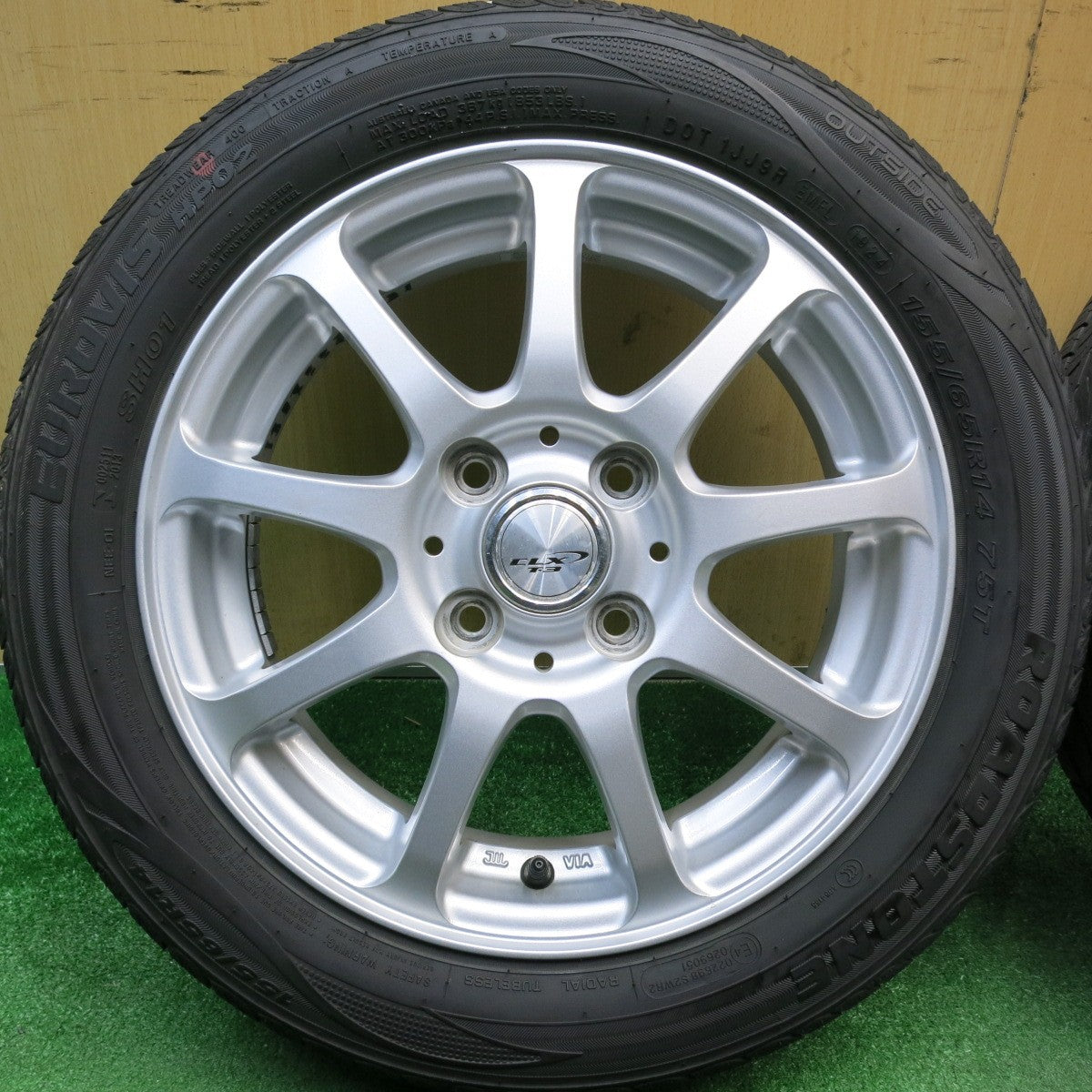バリ溝！24年！9分★155/65R14 ロードストーン EUROVIS HP02 SH01 CLX T-3 14インチ PCD100/4H★6022620HAノ