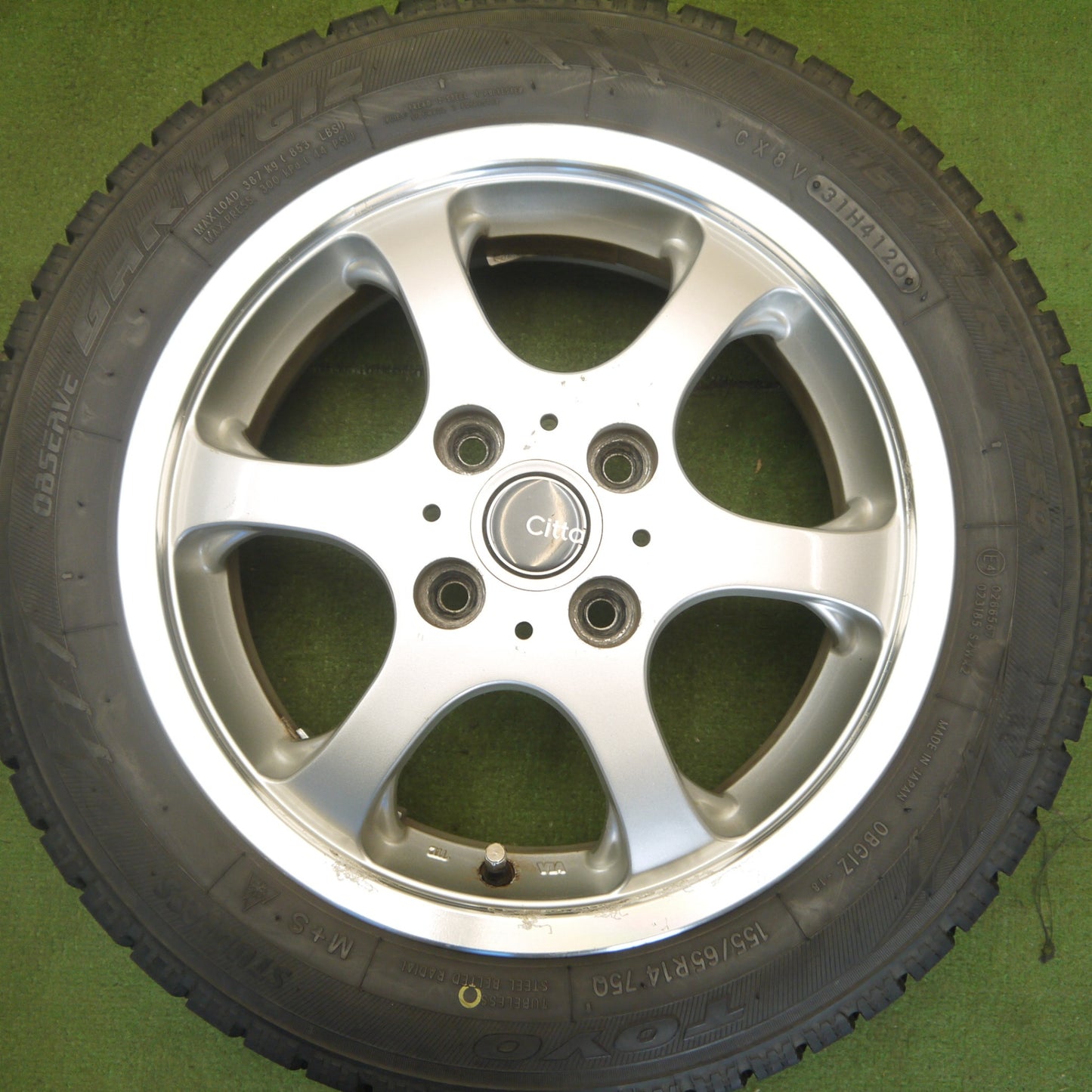 バリ溝！9.5分◎スタッドレス 155/65R14 トーヨー オブザーブ ガリット GIZ Citta 社外 アルミ 14インチ PCD100/4H◎6061506Hス
