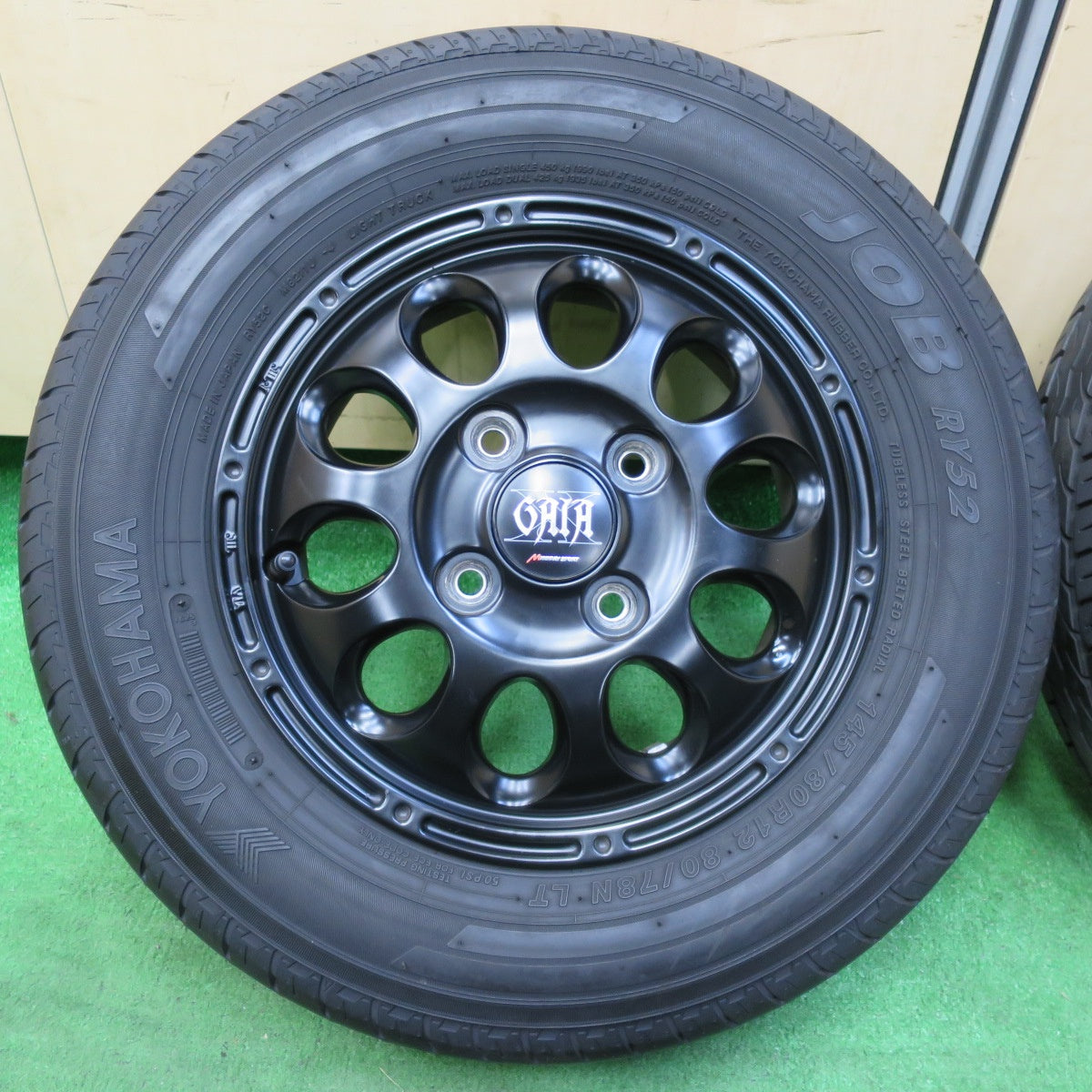 *送料無料* バリ溝！22年！綺麗！9.5分★145/80R12 80/78N ヨコハマ JOB RY52 GAIA MANARAY SPORT マナレイ 12インチ PCD100/4H★4062103イノ