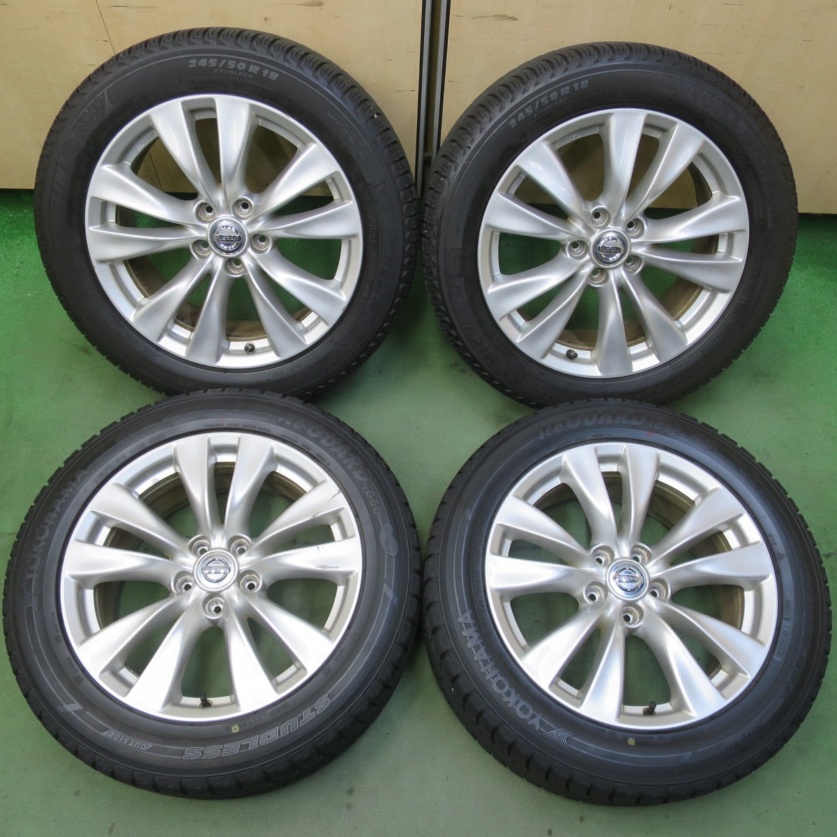 バリ溝！9分◎日産 Y51 フーガ 純正 245/50R18 スタッドレス ミシュラン X-ICE XI3 ヨコハマ アイスガード iG50 18インチ PCD114.3/5H◎6090402イス