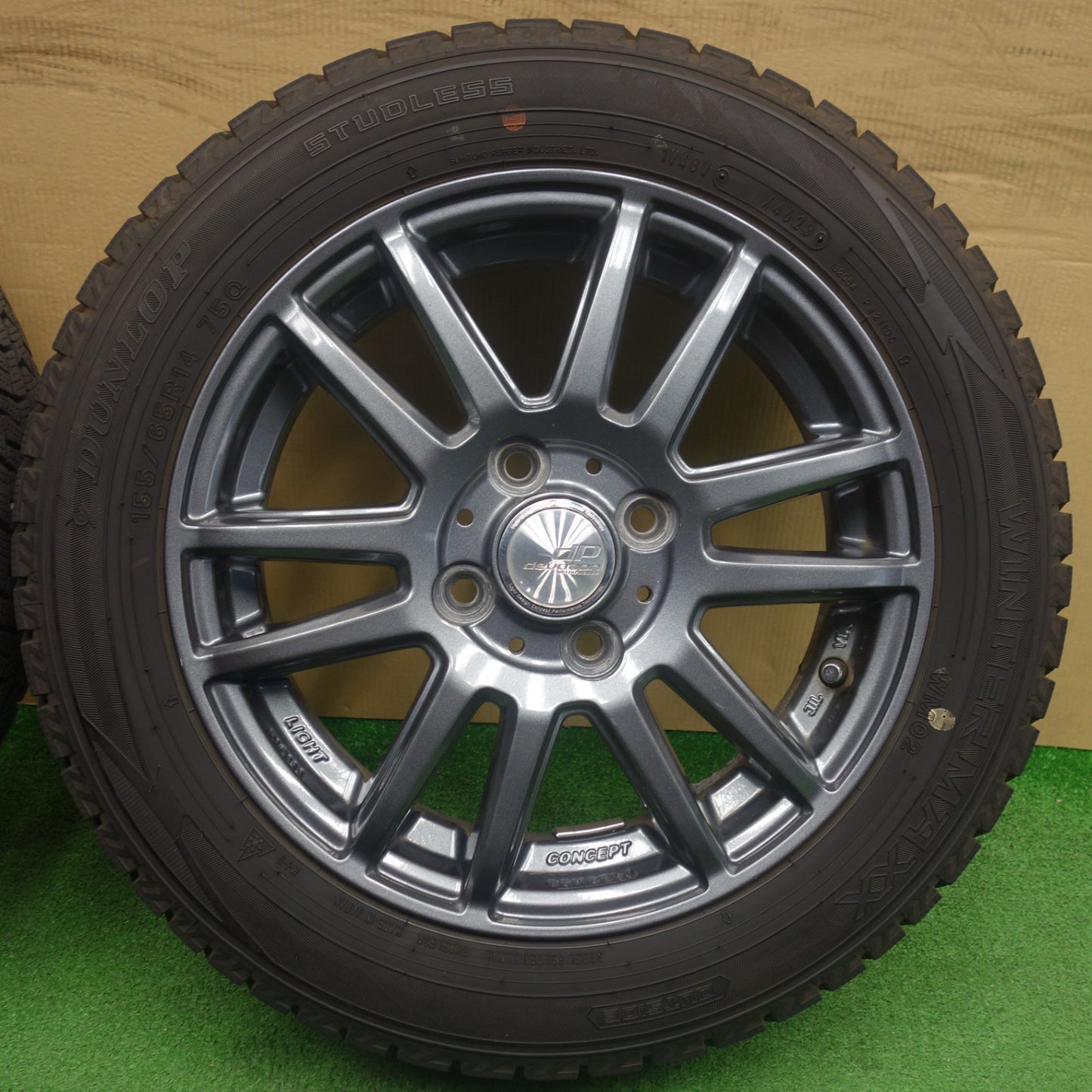 バリ溝！23年！9.5分★スタッドレス 155/65R14 ダンロップ ウインターマックス WM02 dP devotion デボーション 14インチ PCD100/4H★6051601KTス