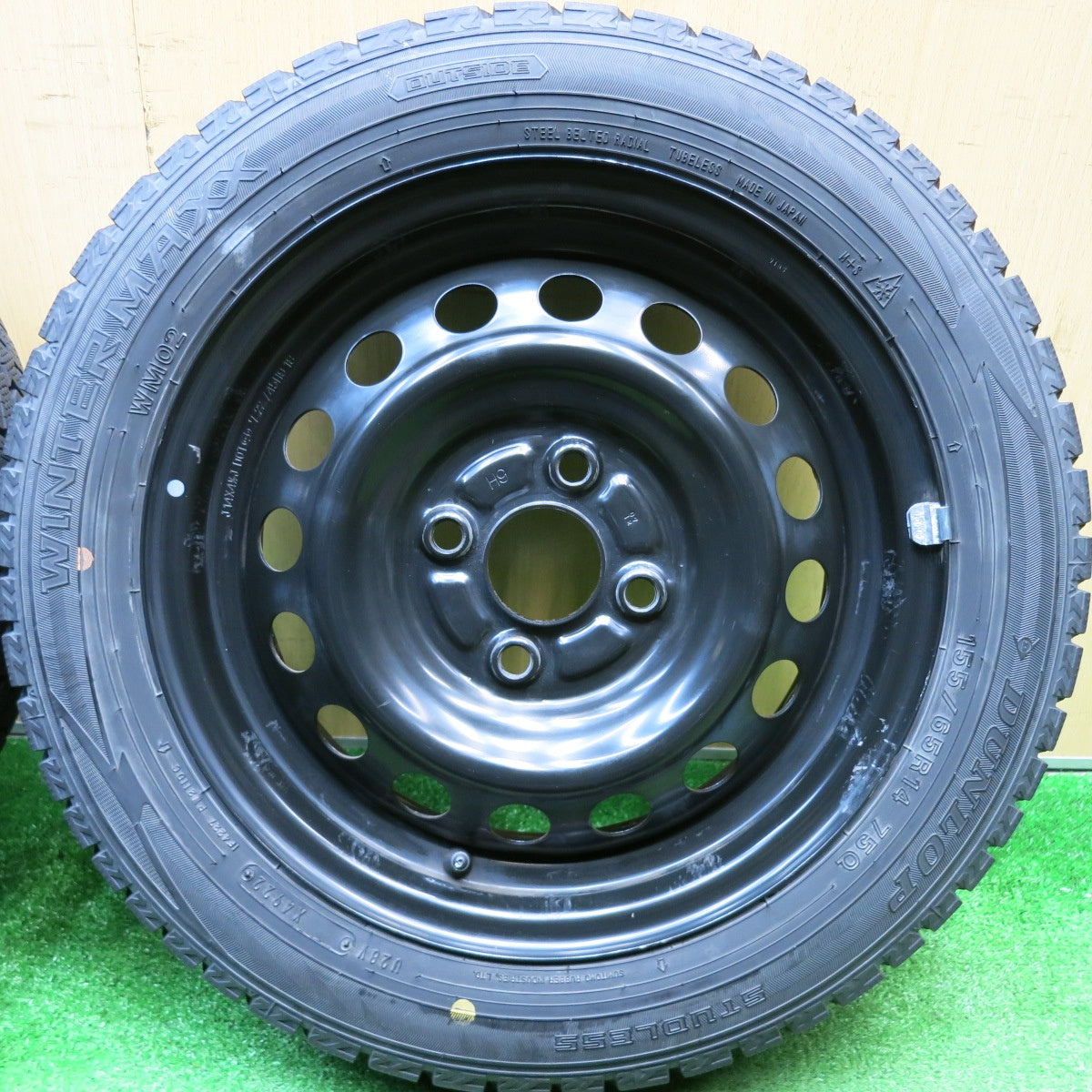 キレイ！22年★日産 デイズ 純正 スチール 155/65R14 スタッドレス ダンロップ ウインターマックス WM02 14インチ PCD100/4H★5123107HAス