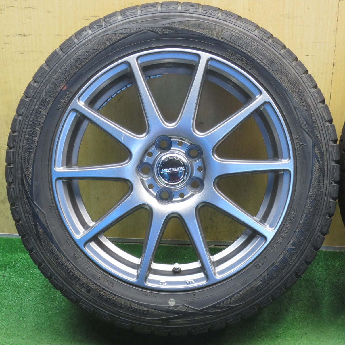 バリ溝！キレイ！ほぼ10分◎86 BRZ 等 205/55R16 スタッドレス ダンロップ ウインターマックス WM01 WAREN ヴァーレン 16インチ PCD100/5H◎6091906NJス