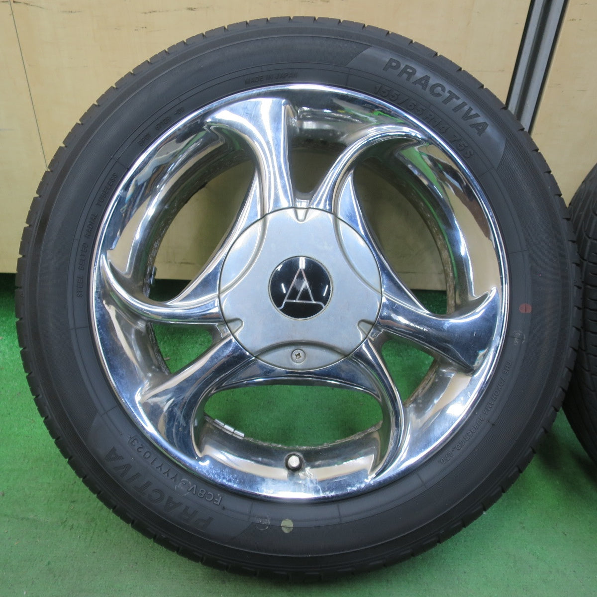 バリ溝！23年！8.5分★155/65R14 プラクティバ ヨコハマ 14インチ 社外 アルミ PCD100 114.3/4H マルチ★5060509イノ