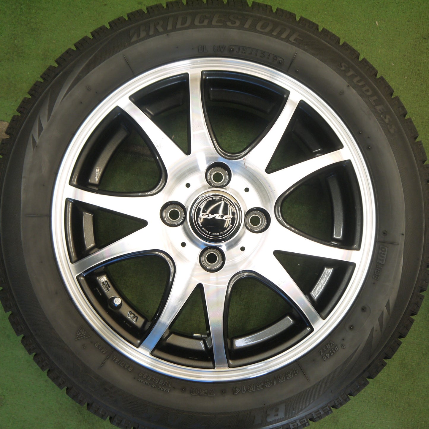 バリ溝！キレイ！9分◎スタッドレス 155/65R14 ブリヂストン ブリザック VRX GYLE ガイル 14インチ PCD100/4H◎6062304Hス