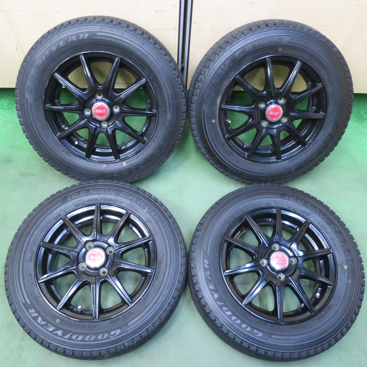 バリ溝！9.5分★スタッドレス 155/80R14 88/86N グッドイヤー アイスナビ カーゴ D.O.S. DOS 14インチ PCD100/4H★5110801イス