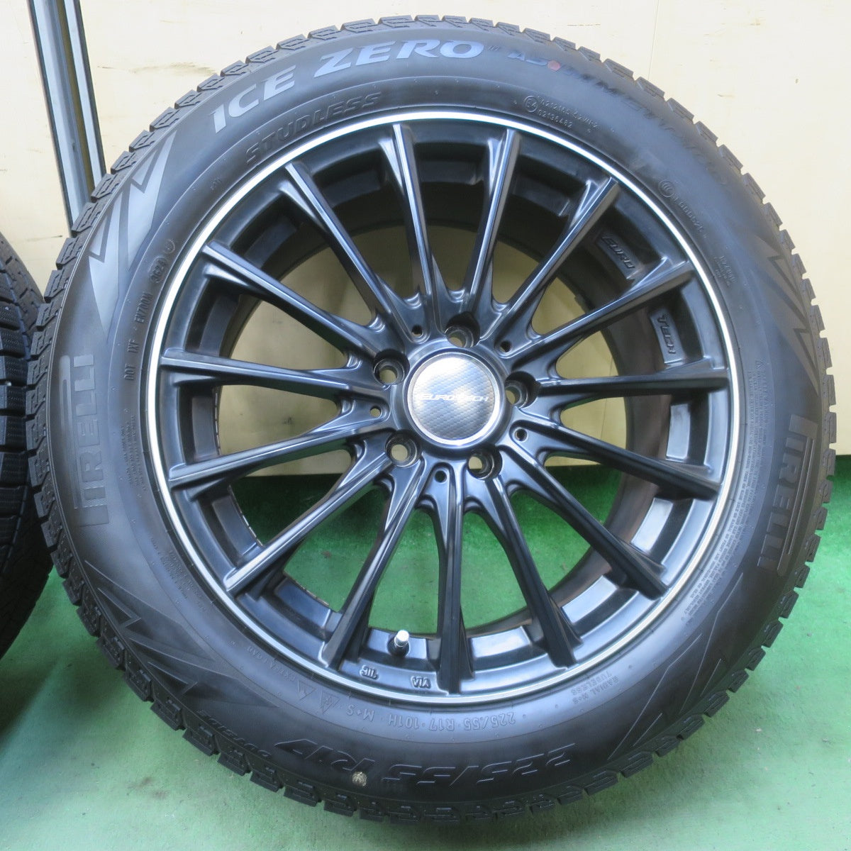 バリ溝！24年！9分◎ベンツ 等 EUROTECH STAGE TW15 225/55R17 スタッドレス ピレリ アイスゼロ アシンメトリコ ユーロテック ステージ 17インチ PCD112/5H◎6090706IMス