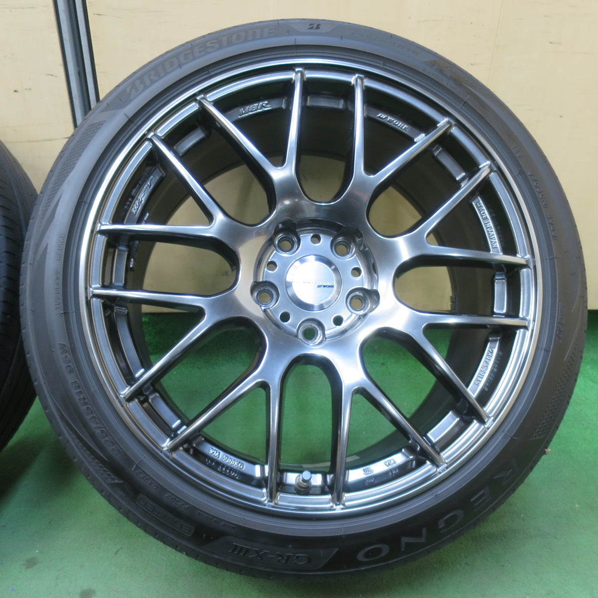 センサー付！バリ溝！23年！キレイ！9.5分★WORK EMOTION EMT-M8R 225/45R18 ブリヂストン レグノ GR-X3 ワーク エモーション 18インチ PCD114.3/5H★6011301イノ