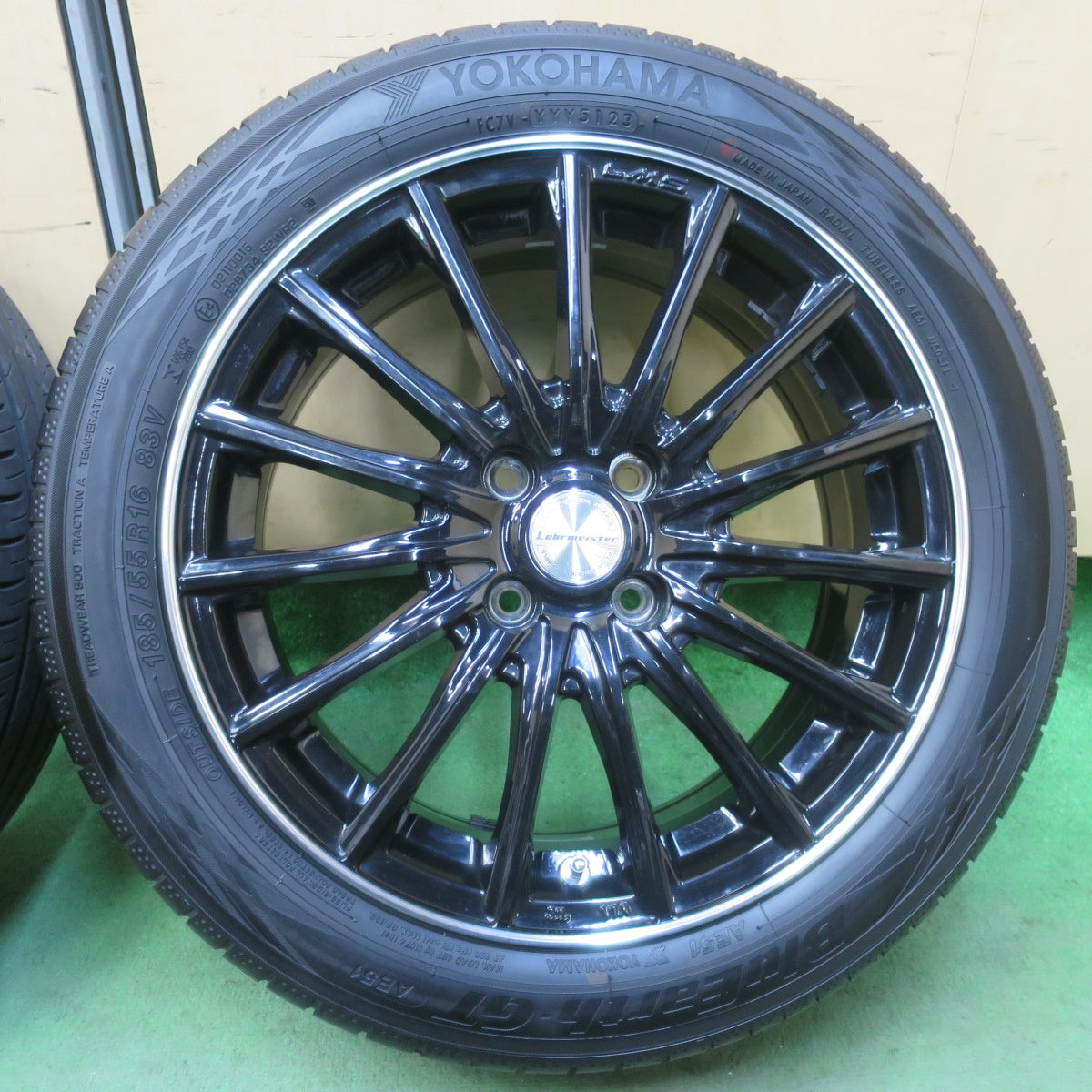 バリ溝！23年！9分★Lehrmeister LM-S FS15 185/55R16 ヨコハマ BluEarth-GT AE51 レアマイスター ブルーアース 16インチ PCD100/4H★6010914イノ