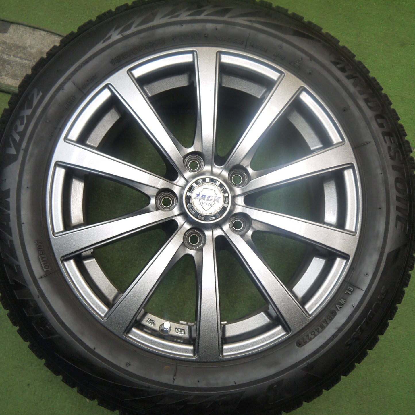 バリ溝！22年！キレイ！8.5分★スタッドレス 195/60R16 ブリヂストン ブリザック VRX2 ZACK JP-110 MONZA ザック 16インチ PCD114.3/5H★5092203Hス