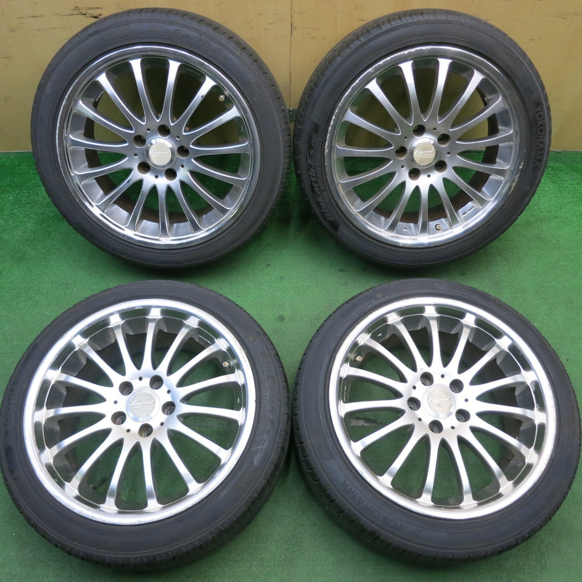 バリ溝！22年！9分★ Layered ZELGER 225/45R18 ヨコハマ BluEarth-ES ES32 レイヤードゼルガー 18インチ PCD114.3/5H★5051303TNノ