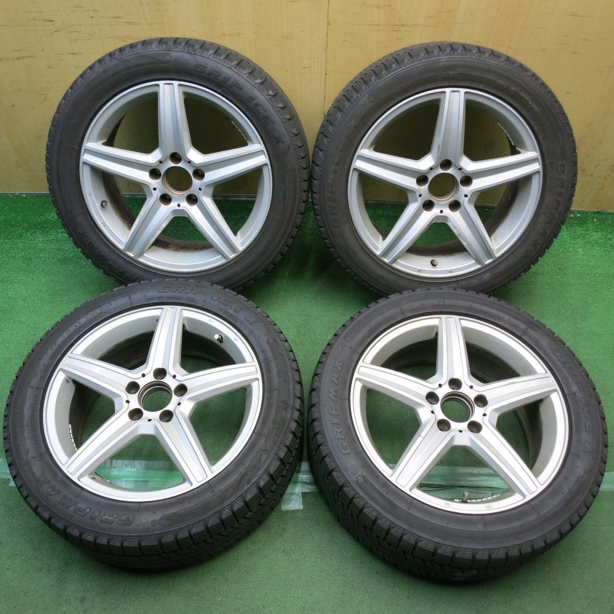 バリ溝！24年！9分◎ベンツ 等 EuroForsch 225/50R17 スタッドレス グリップマックス GRIP ICE X ユーロフォルシュ 17インチ PCD112/5H◎6092602HAス
