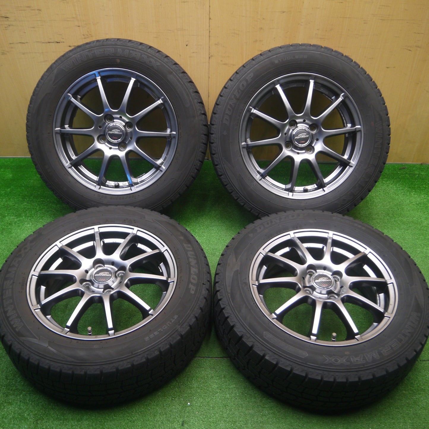 [送料無料] キレイ！21年★スタッドレス 185/65R15 ダンロップ ウインターマックス WM02 SCHNEIDER シュナイダー 15インチ PCD100/4H★4103004Hス
