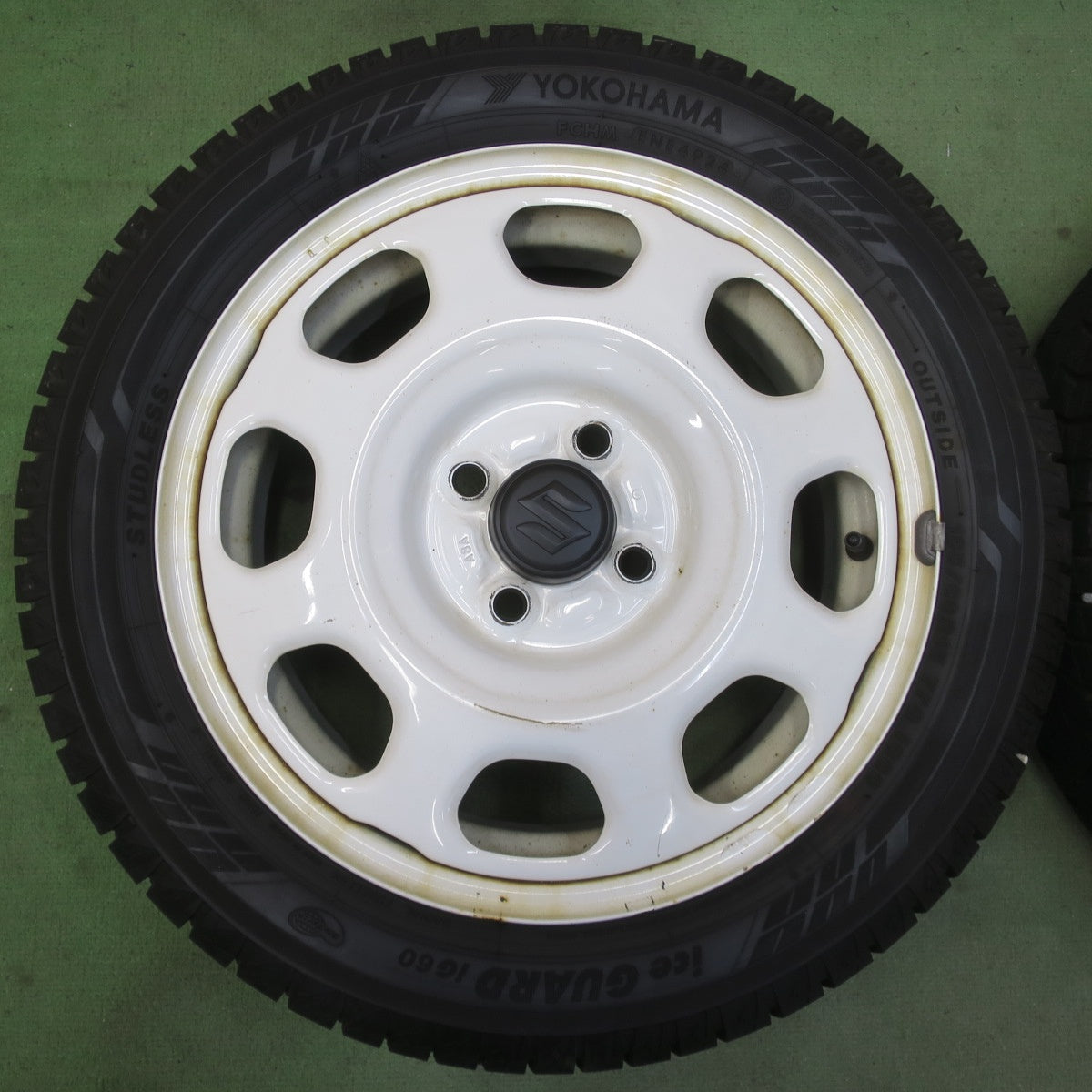 バリ溝！24年！9.5分以上★スズキ ハスラー 純正 スチール 165/60R15 スタッドレス ヨコハマ アイスガード iG60 15インチ PCD100/4H★6052203イス