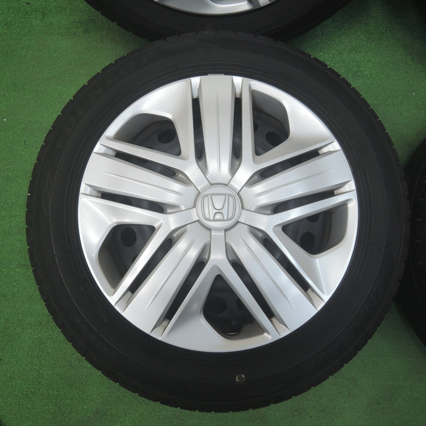 *送料無料* バリ溝！21年！9.5分★ホンダ フィット 純正 スチール 185/60R15 ダンロップ エナセーブ EC204 15インチ PCD100/4H★4042801KMノ