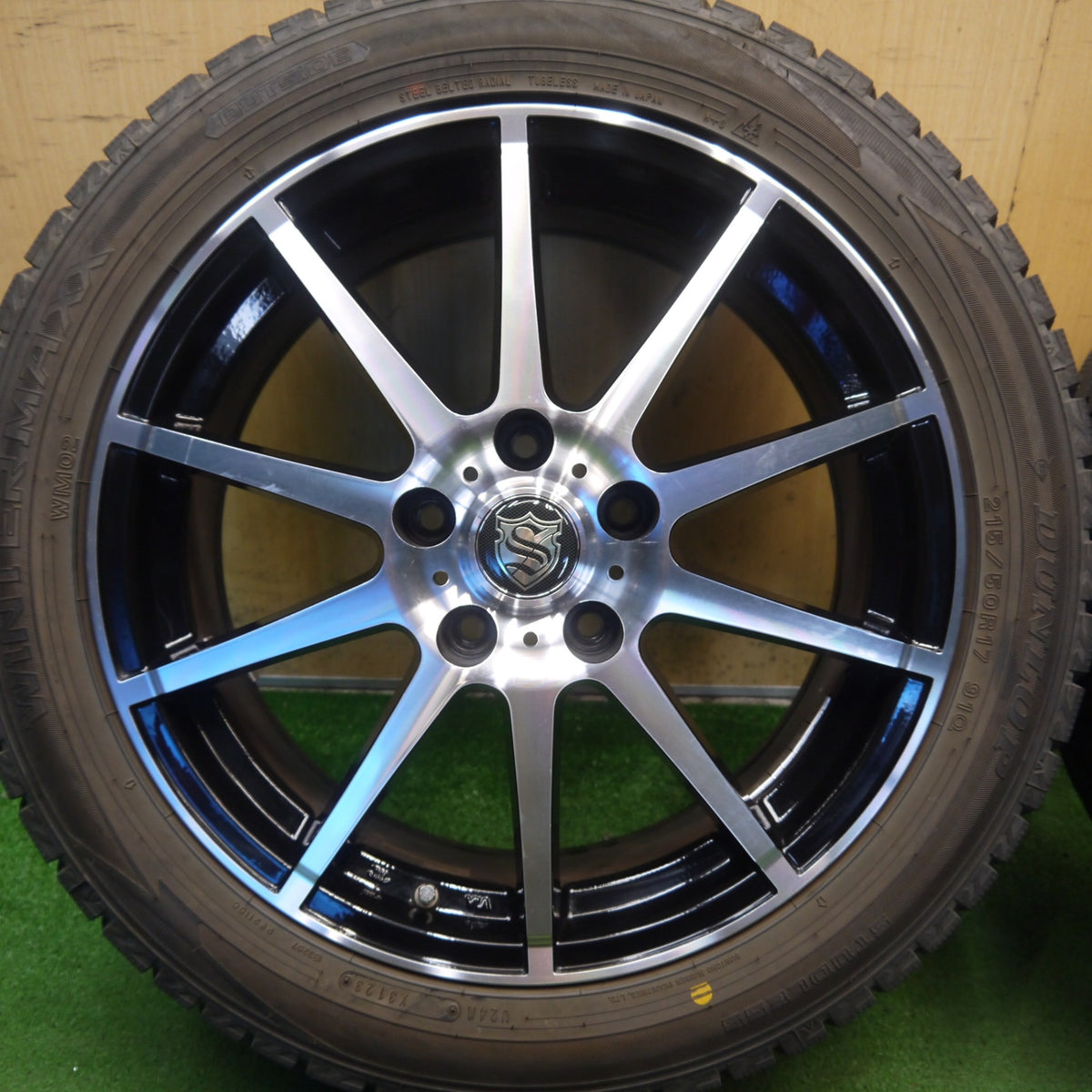 バリ溝！23年！キレイ！9分◎スタッドレス 215/50R17 ダンロップ ウインターマックス WM02 社外 アルミ 17インチ PCD114.3/5H◎6093001Hス