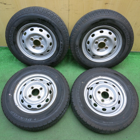 バリ溝！24年！ほぼ10分★145R12 6PR ダンロップ エナセーブ VAN01 スチール ホイール 12インチ PCD100/4H★5092802HAノ