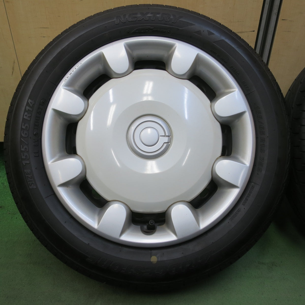 バリ溝！9.5分以上★ダイハツ ムーヴ キャンバス 純正 スチール 155/65R14 ブリヂストン ネクストリー エコピア 14インチ PCD100/4H★6052602イノ