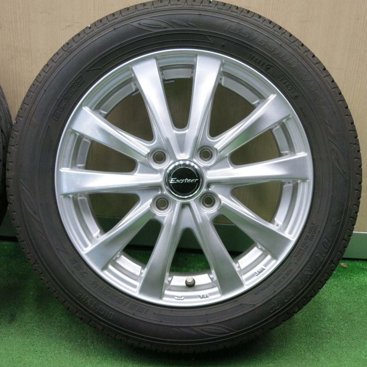 [送料無料] キレイ！23年★155/65R14 ダンロップ EC202 Exsteer エクスター 14インチ PCD100/4H★5010407NJノ