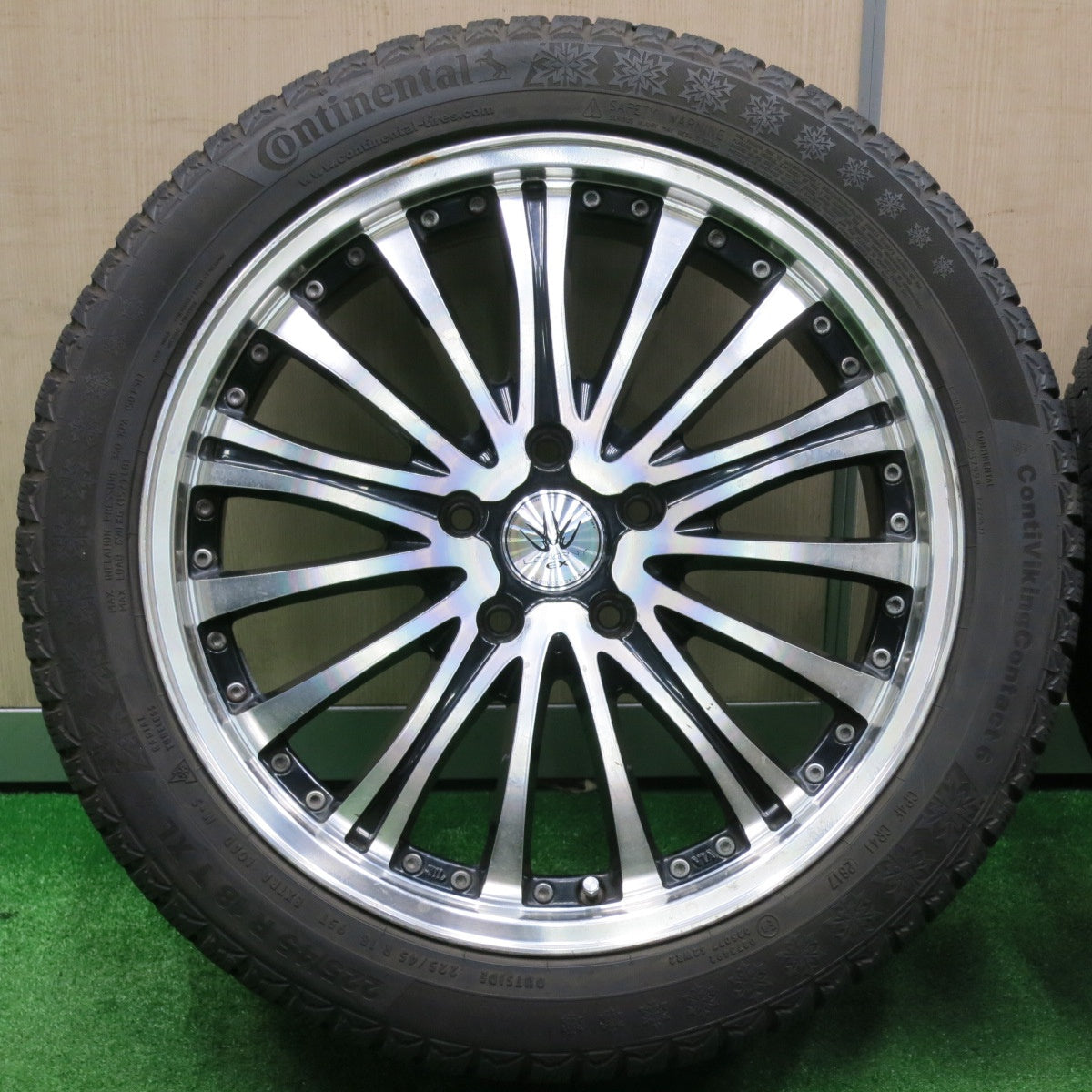 [送料無料] バリ溝！9.5分★LOXARNY EX BADX 225/45R18 スタッドレス コンチネンタル コンチバイキング コンタクト6 ロクサーニ PCD114.3/5H★4093004NJス