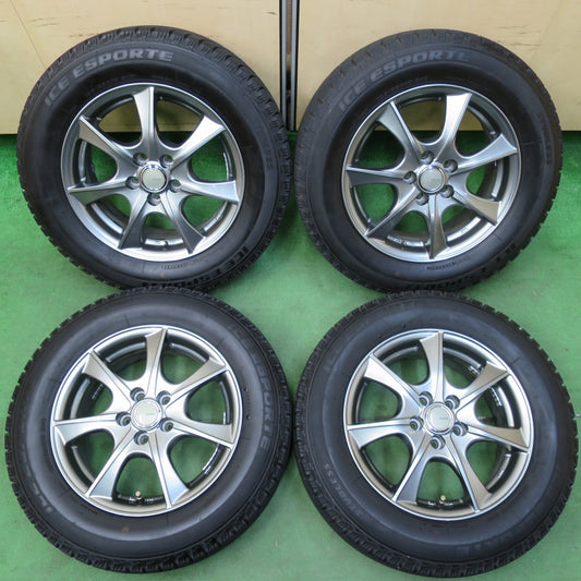 [送料無料] バリ溝！22年！キレイ！9.5分★プリウス等 195/65R15 スタッドレス アイスエスポルテ LEBEN レーベン 15インチ PCD100/5H★4112103イス