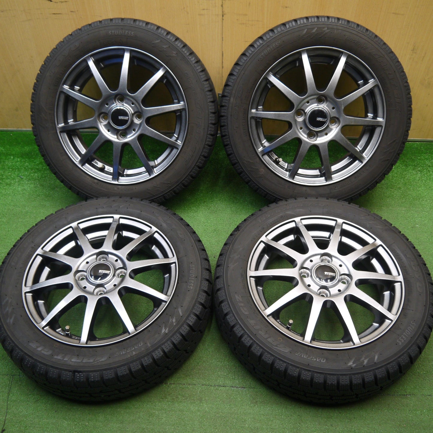 バリ溝！9.5分★スタッドレス 155/65R14 トーヨー オブザーブ ガリット GIZ Ti WHEELS 14インチ PCD100/4H★6030305Hス