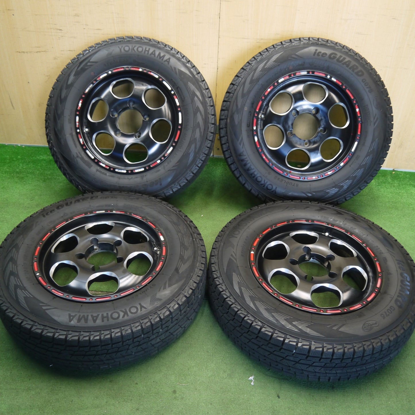 バリ溝！9分★スタッドレス 185/85R16 105/103L ヨコハマ アイスガード G075 ELFORD 社外 アルミ 16インチ PCD139.7/5H★6060808Hス