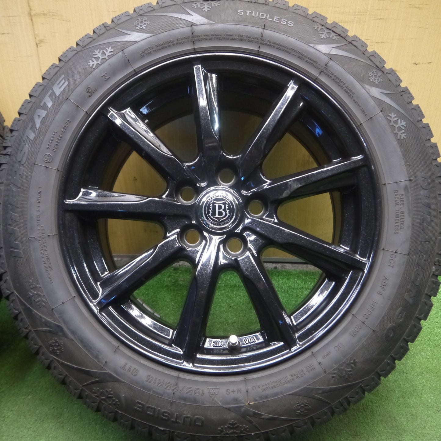 [送料無料] バリ溝！21年！キレイ！9分★BRANDLE-LINE 195/65R15 スタッドレス INTERSTATE DURATION 30 ブランドルライン インターステート 15インチ PCD100/5H★4030105Hス