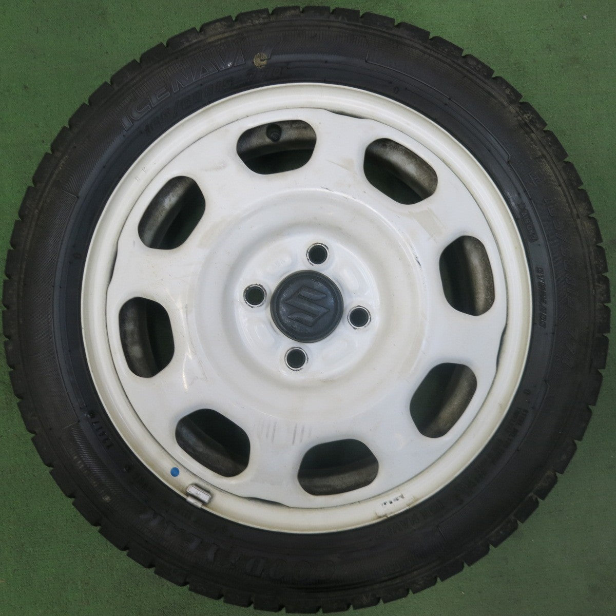 バリ溝！9分★スズキ ハスラー 純正 スチール 165/60R15 スタッドレス グッドイヤー アイスナビ7 15インチ PCD100/4H★5100401SKス