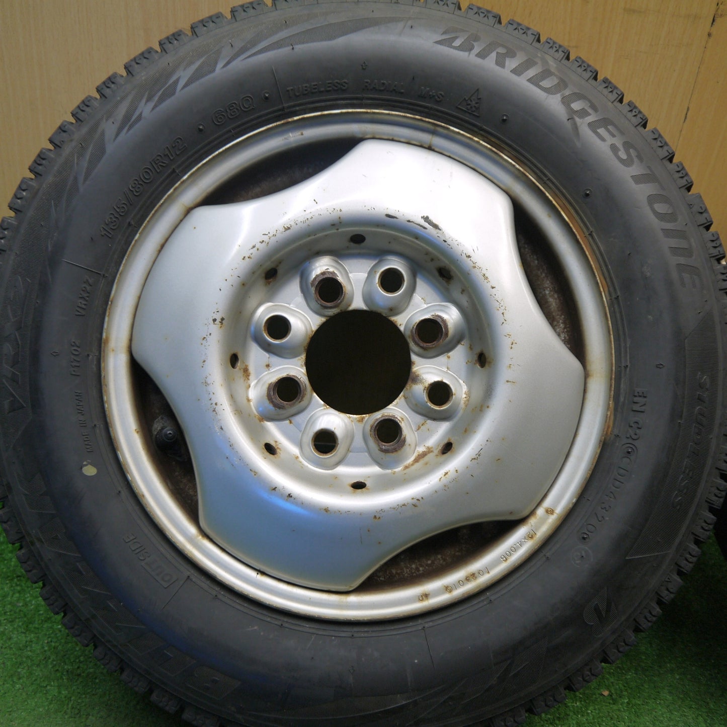 4本価格★スタッドレス 135/80R12 ブリヂストン ブリザック VRX2 スチール ホイール 12インチ PCD100 114.3/4H マルチ★6031705Hス