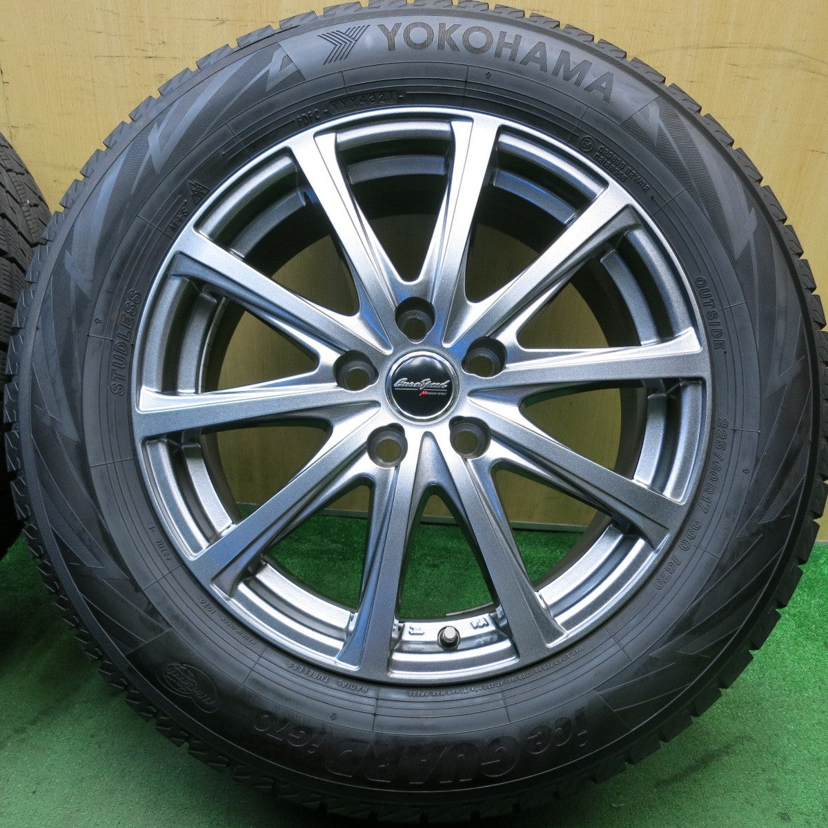 バリ溝！21年！キレイ！9.5分以上★スタッドレス 225/60R17 ヨコハマ アイスガード iG70 EuroSpeed MANARAY SPORT ユーロスピード マナレイ 17インチ PCD114.3/5H★5082401HAス