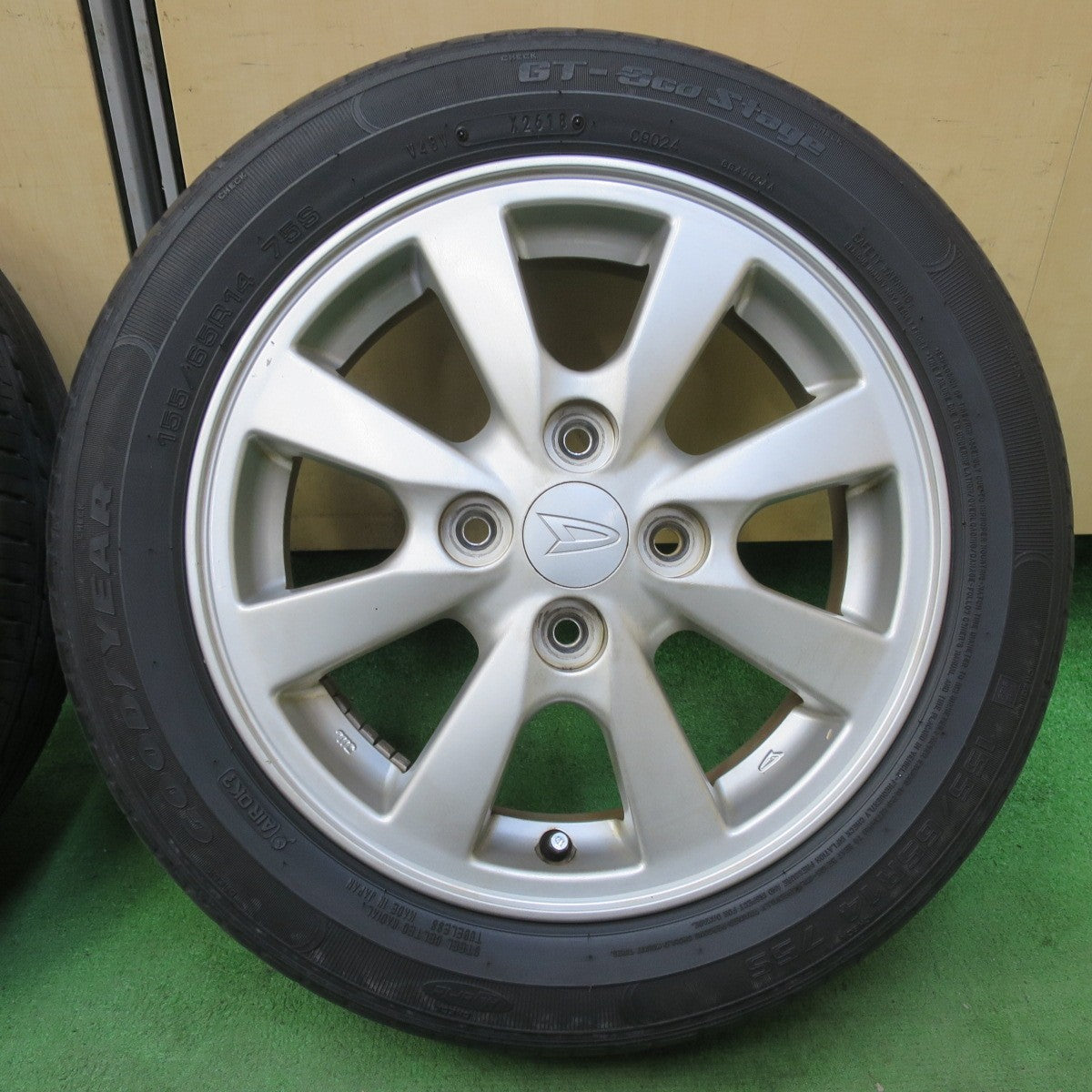 4本価格★ダイハツ ムーヴ タント 等 純正 155/65R14 グッドイヤー GT-Eco Stage 14インチ PCD100/4H★5091103イノ