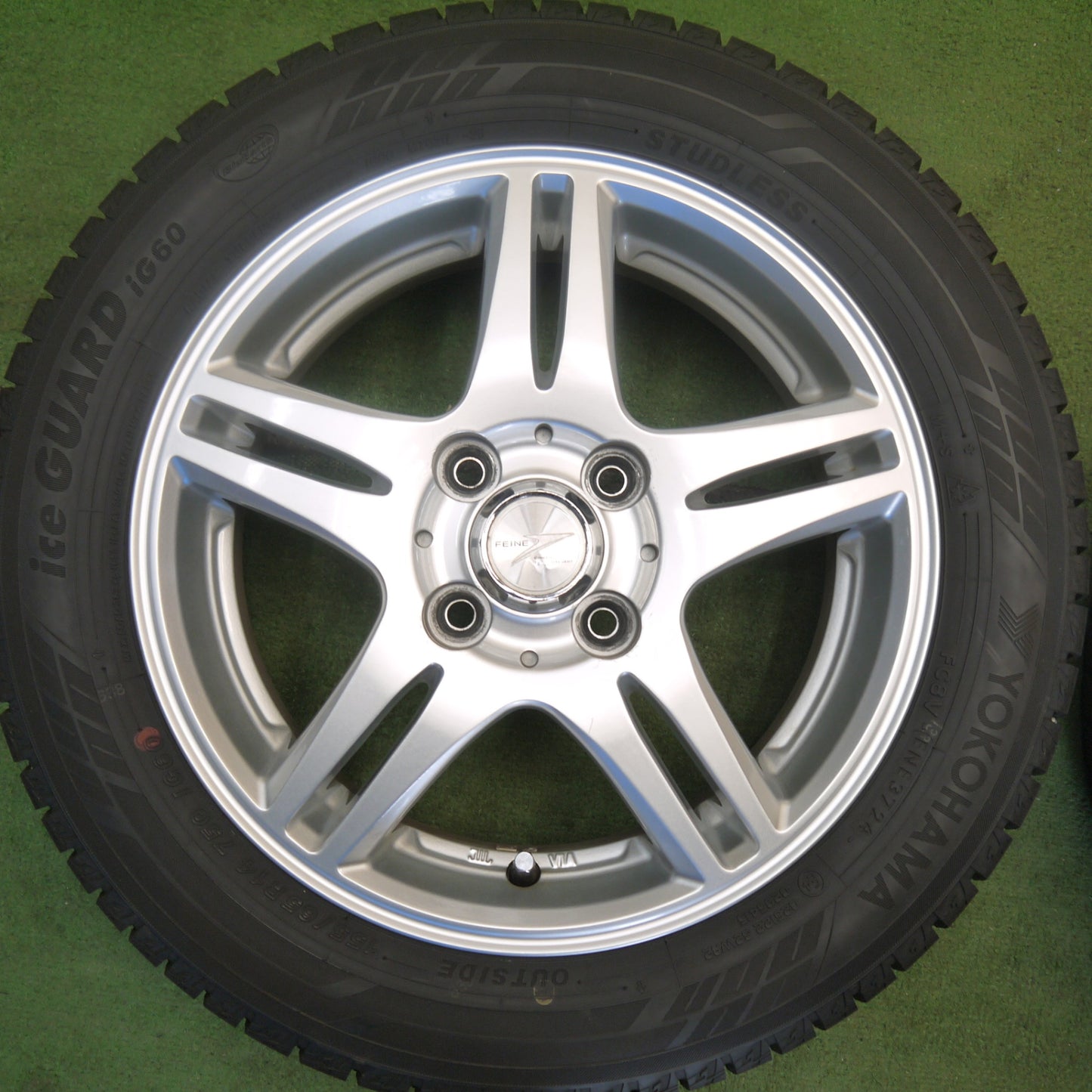 バリ溝！24年！キレイ！9.5分◎スタッドレス 155/65R14 ヨコハマ アイスガード iG60 FEINE 社外 アルミ 14インチ PCD100/4H◎6062302Hス