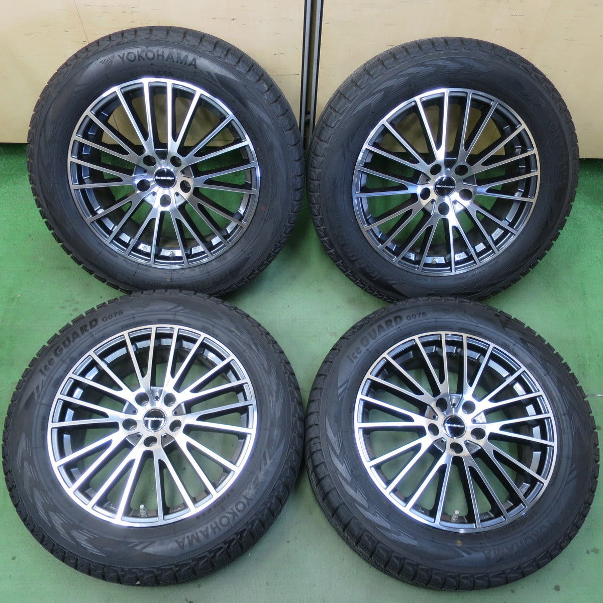 センサー付！バリ溝！23年！キレイ！9分★レクサス IS NX 等 Eurodesign CALWER 235/60R18 スタッドレス ヨコハマ アイスガード G075 ユーロデザイン カルヴァー 18インチ PCD114.3/5H★6040604イス