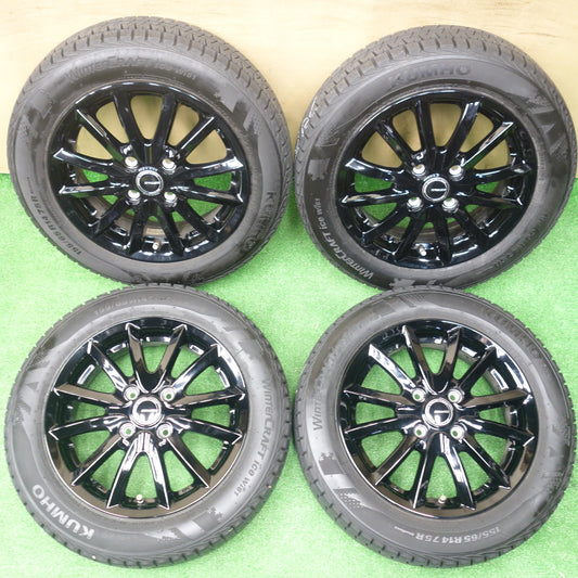 バリ溝！24年！キレイ！ほぼ10分★スタッドレス 155/65R14 クムホ WINTERCRAFT ice Wi61 QRASIZ VS6 クレイシズ 14インチ PCD100/4H★5122802KTス