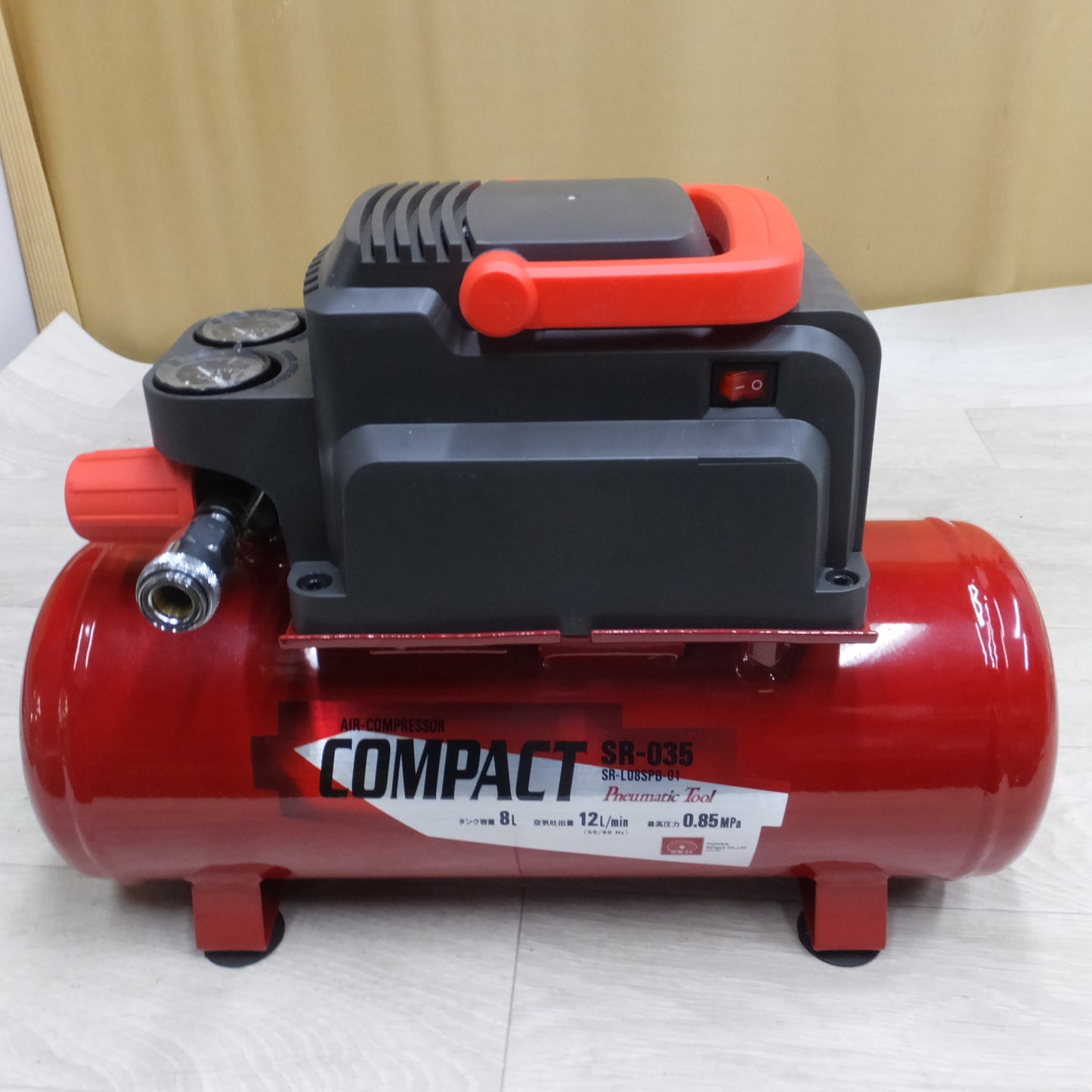 [送料無料] 美品◆藤原産業 オイルレス エアー コンプレッサー 小型 モデル SR-035 SR-L08SPB-01 タンク容量 8L 空気吐出量 12L/min◆