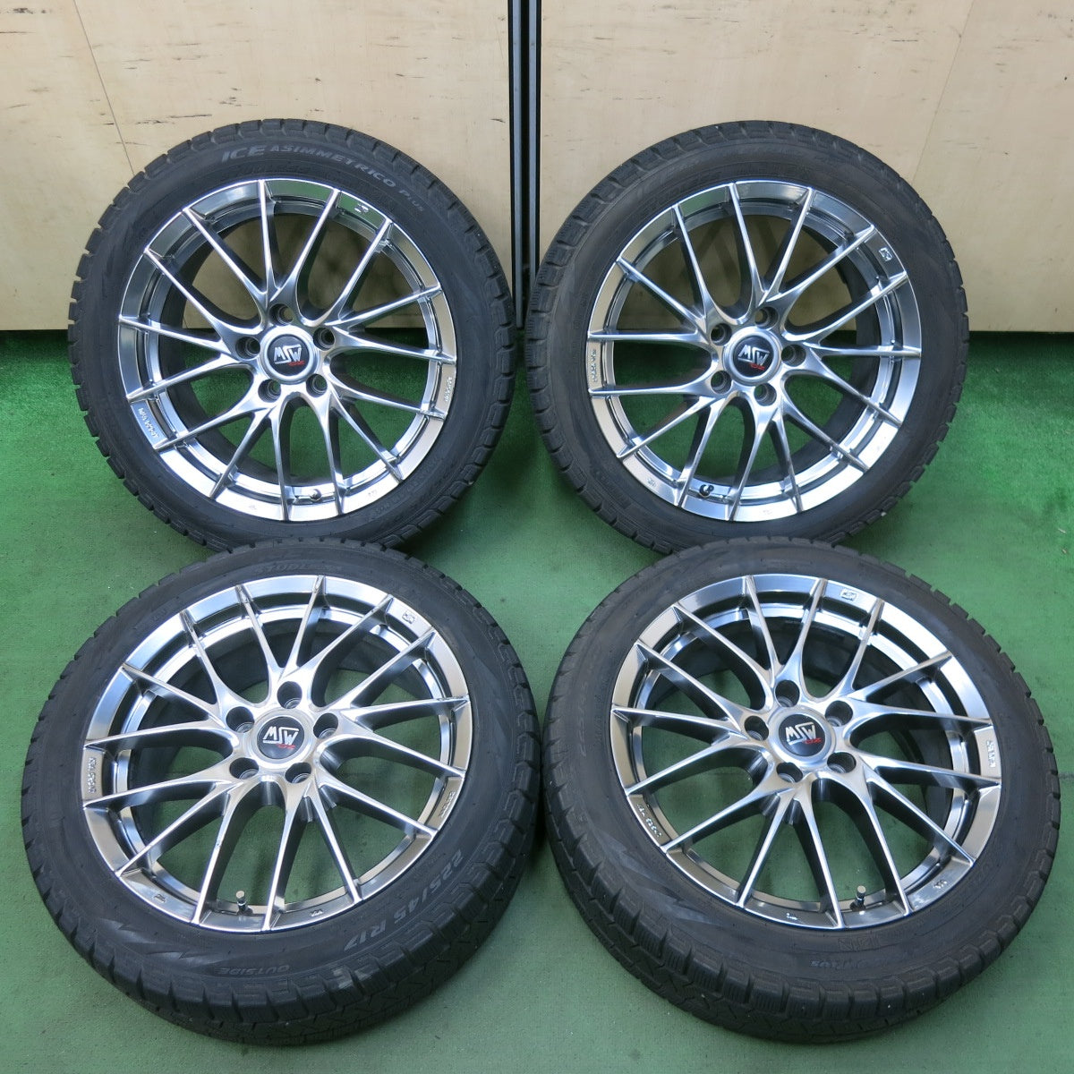 バリ溝！8.5分★BMW 等 MSW 29 O・Z 225/45R17 スタッドレス ピレリ アイスアシンメトリコ プラス OZ 17インチ PCD112/5H★5071810SYス