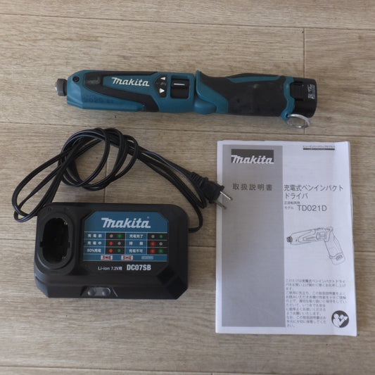 [送料無料] ★マキタ makita 充電式ペンインパクトドライバ TD021D　バッテリ BL0715　充電器 DC07SB　セット★