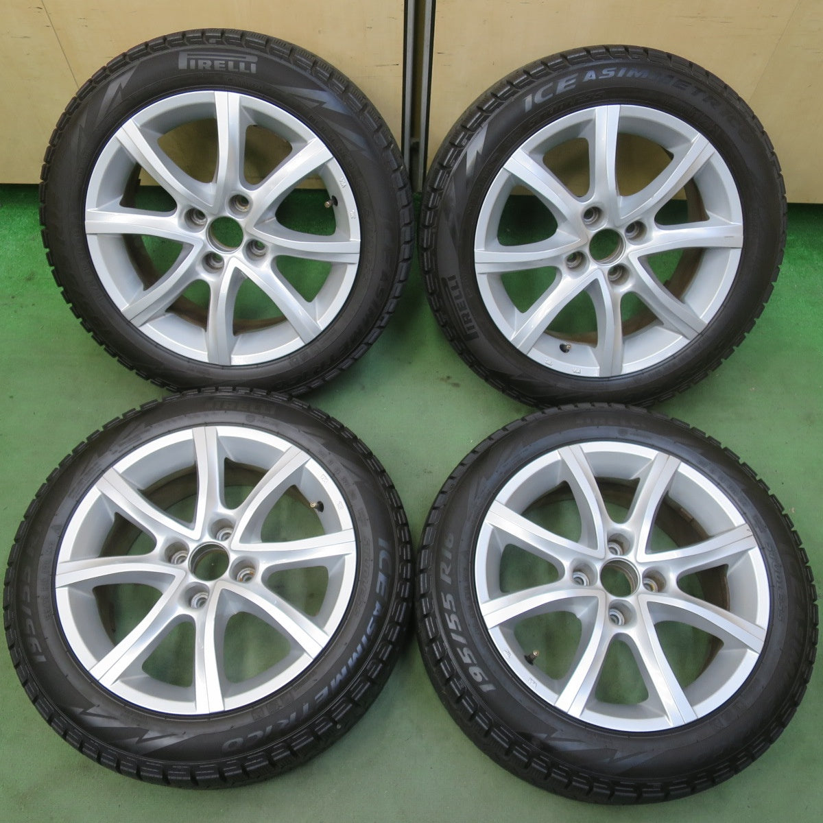 バリ溝！8.5分◎シトロエン プジョー 等 MAK Antibes 195/55R16 スタッドレス ピレリ アイス アシンメトリコ マック アンチバス 16インチ PCD108/4H◎6081704イス