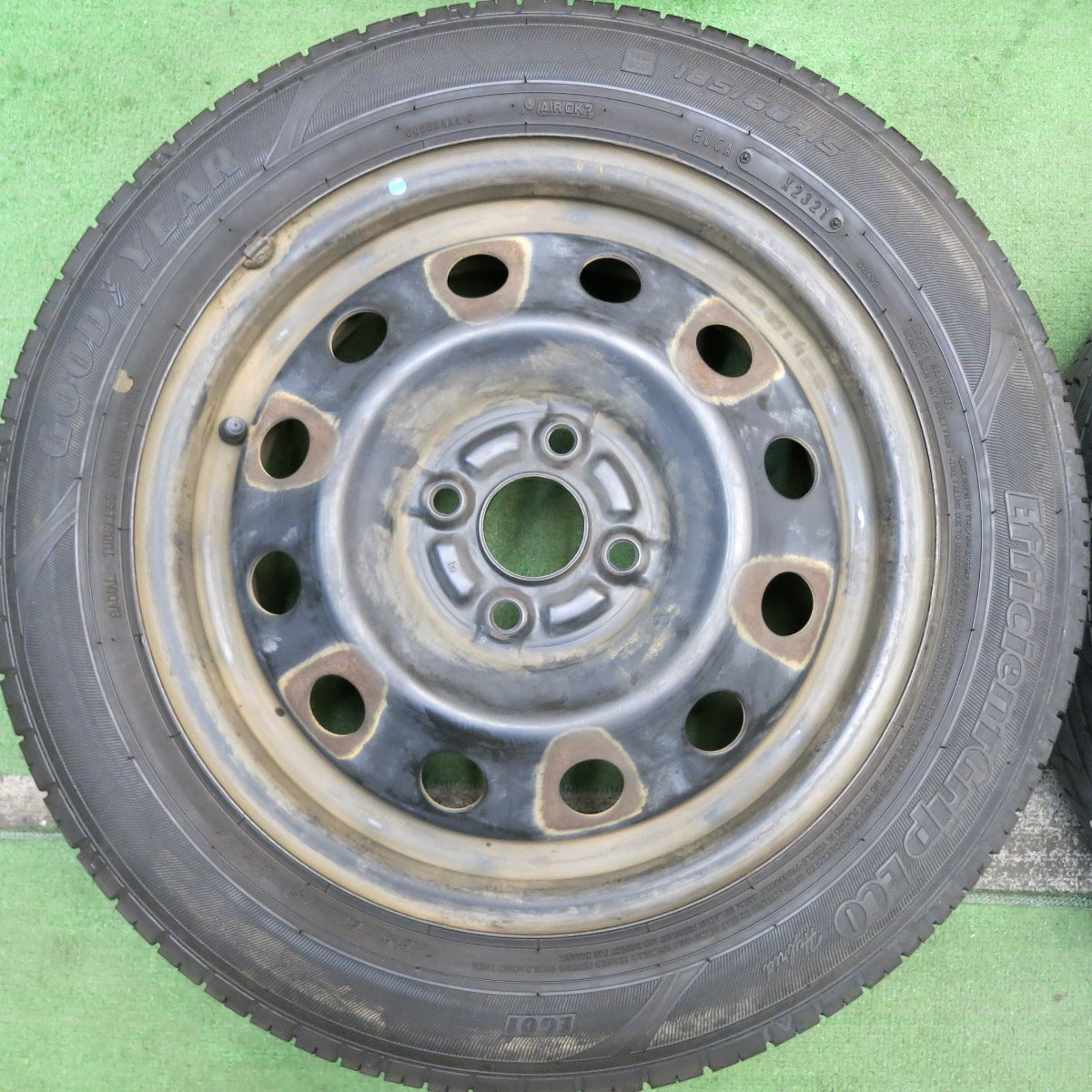 バリ溝！21年！9分★185/60R15 グッドイヤー EfficientGrip ECO hybrid スチール ホイール 15インチ PCD100/4H★5083004HAノ
