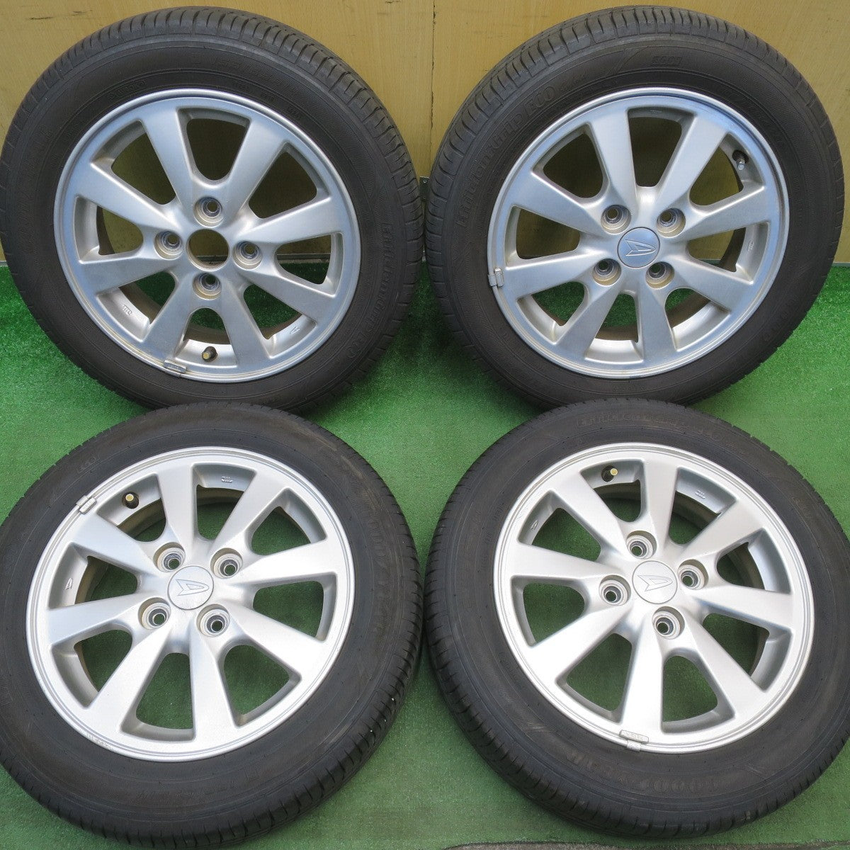 バリ溝！24年！9分◎ダイハツ タント ムーヴ 等 純正 155/65R14 グッドイヤー EfficientGrip ECO hybrid 14インチ PCD100/4H◎6072301NJノ