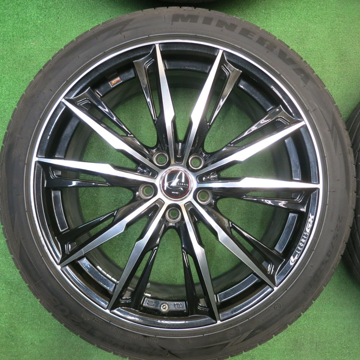 バリ溝！24年！9.5分★LEONIS GX 225/45R19 ミネルヴァ ラジアル F205 レオニス 19インチ PCD114.3/5H★5041505TNノ