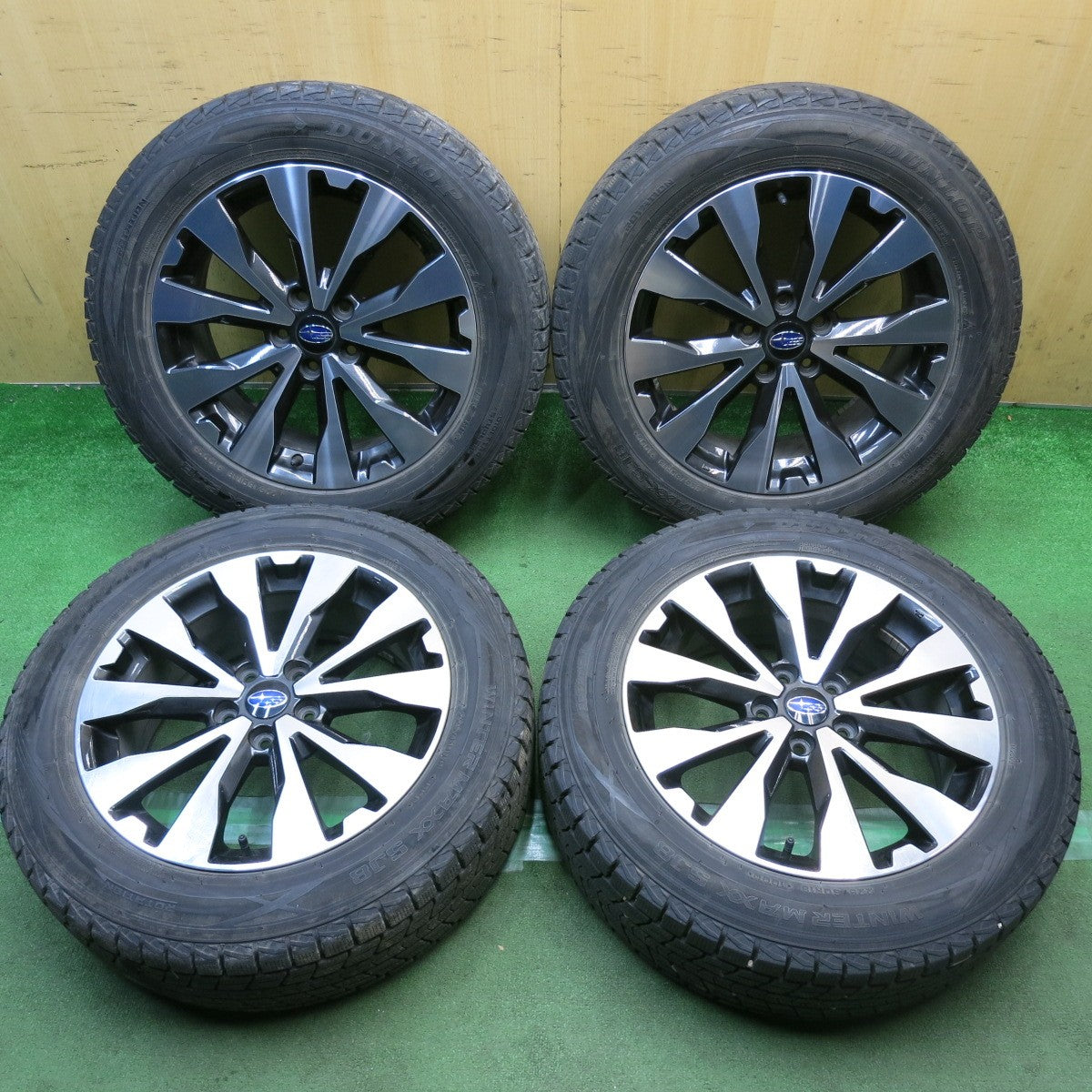 バリ溝！9分◎スバル BS9 レガシィ アウトバック 純正 225/60R18 スタッドレス ダンロップ ウインターマックス SJ8 18インチ PCD114.3/5H◎6100804HAス