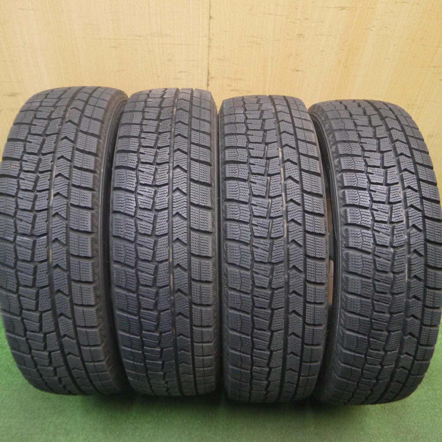 [送料無料] バリ溝！9.5分★スズキ ハスラー 純正 スチール 165/60R15 スタッドレス ダンロップ ウインターマックス WM02 15インチ PCD100/4H★5022503Hス